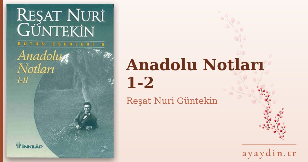 Anadolu Notları 1-2 - Reşat Nuri Güntekin kitap alıntıları ve sözleri