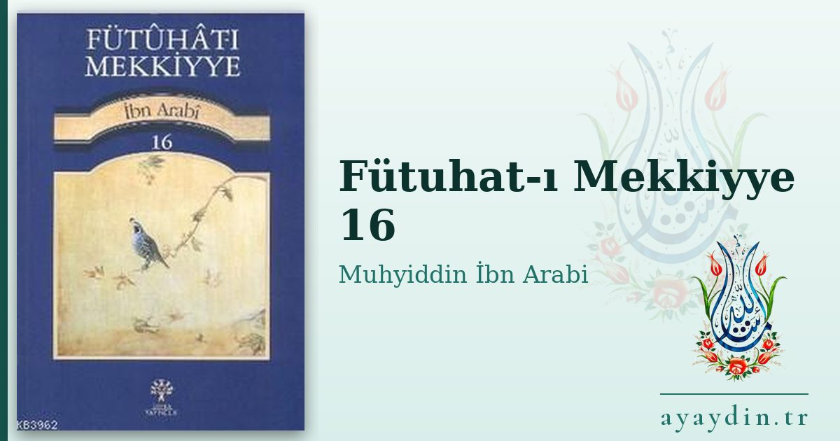 Fütuhat-ı Mekkiyye 16 - Muhyiddin İbn Arabi kitap alıntıları ve sözleri