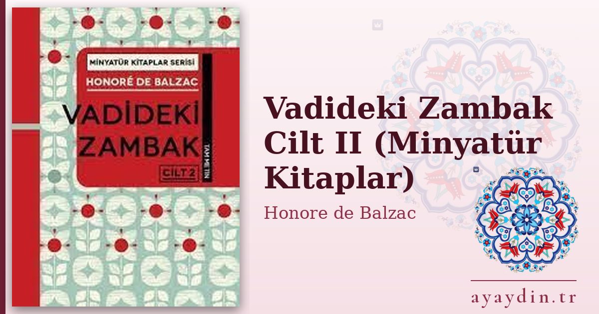 Vadideki Zambak Cilt II (Minyatür Kitaplar) - Honore de Balzac kitap alıntıları ve sözleri